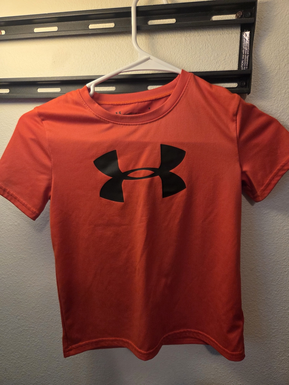 Kids Under Armour Orange Short Sleeve Tee with Black Logo